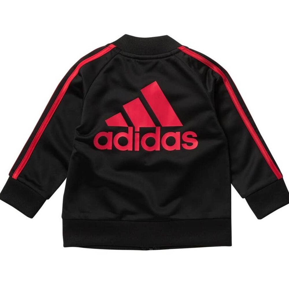 adidas Classic Tricot Jacket  Black Red Boys 6
